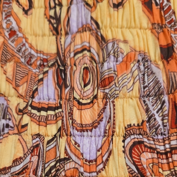 A.L.C. Luna Cotton Swirl Print Mini Dress Split Sleaves in Peach and Brown NWOT - Picture 12 of 16